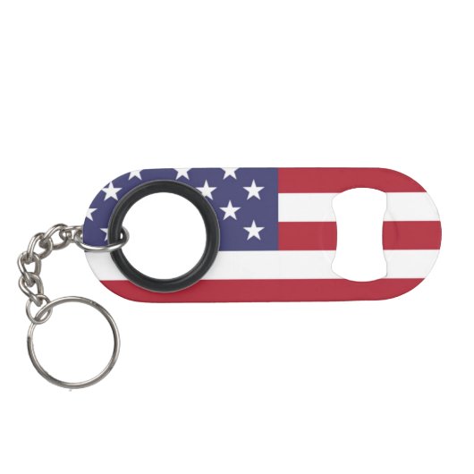 Vlag van de Verenigde Staten Sleutelhanger Flessenopener (Achterkant Horizontaal)