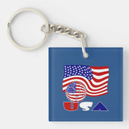 Vlag van de Verenigde Staten USA Voetbal Blauwe Ac Sleutelhanger