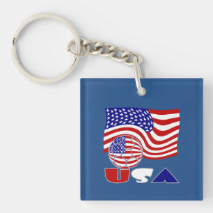Vlag van de Verenigde Staten USA Voetbal Blauwe Ac Sleutelhanger