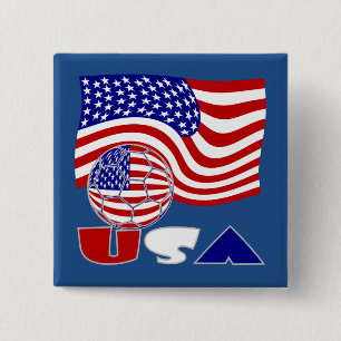 Vlag van de Verenigde Staten USA Voetbal Blauwe Ac Vierkante Button 5,1 Cm