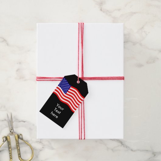 Vlag van de Verenigde Staten van Amerika - uw idee Cadeaulabel (Met Touw)