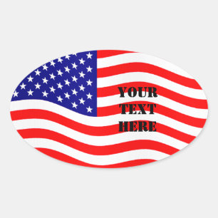 Vlag van de Verenigde Staten van Amerika - uw idee Ovale Sticker