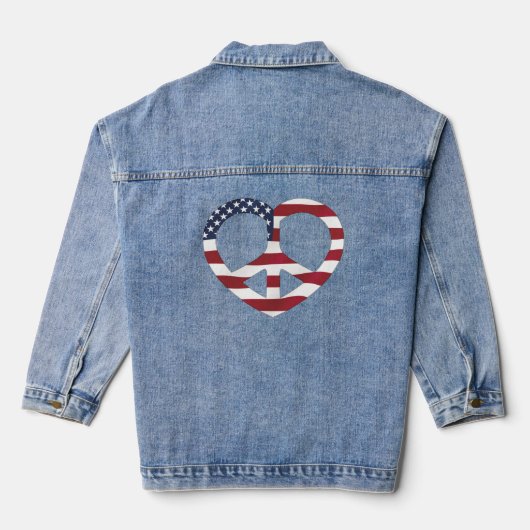 Vlag van de Verenigde Staten Vredeshart Denim Jacket (Achterkant)