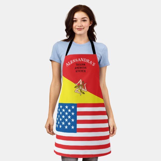 Vlag van de vlag van Sicilië Gepersonaliseerd Schort (Gedragen)
