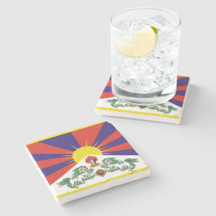 Vlag van de Vlag van Tibet of van de Leeuw van de Stenen Onderzetter