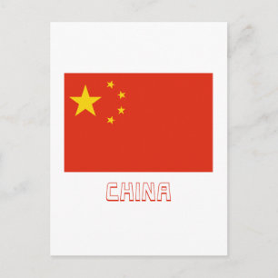 Vlag van de Volksrepubliek China met naam Briefkaart