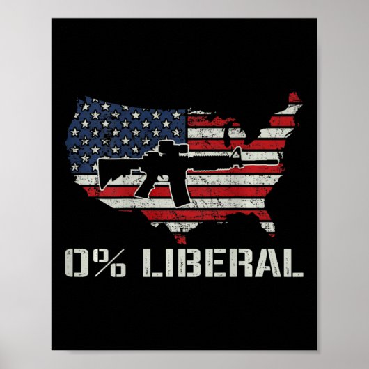 Vlag van de VS 0% liberaal - Grappige Republikeins Poster (Voorkant)