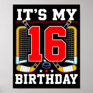 Vlag van de VS 16e verjaardag hockeyspeler 16 jaar Poster