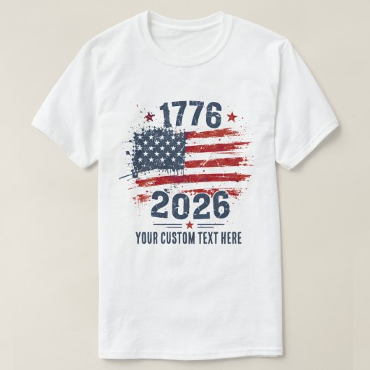 Vlag van de VS 1776 2026 Jubileum T-shirt (Design voorkant)