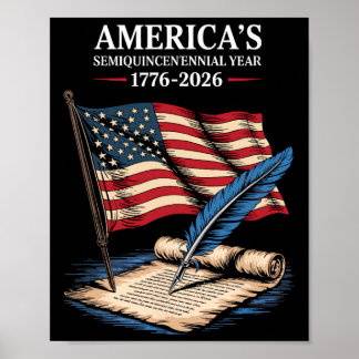 Vlag van de VS 250 jaar Onafhankelijkheidsdag 1776 Poster