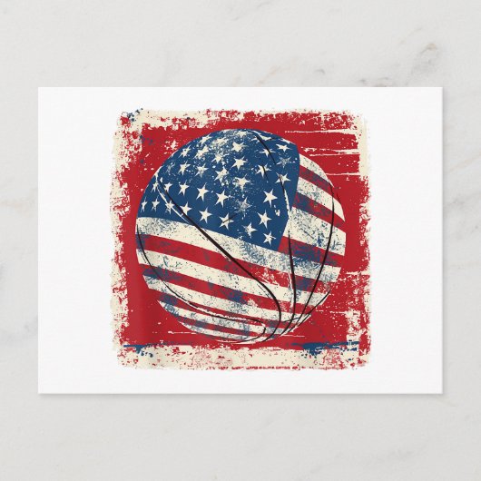 Vlag van de VS 4 juli basketbal Feestdagenkaart (Voorkant)