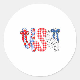 Vlag van de VS 4 juli Coquette Boog Bloemrijke Pat Ronde Sticker
