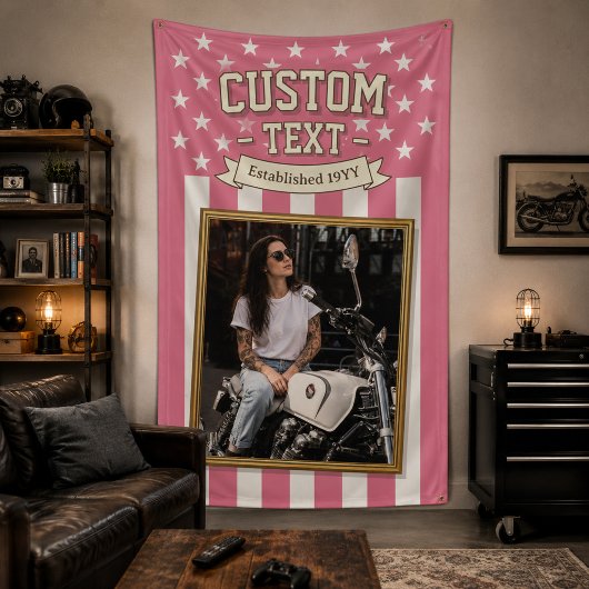 Vlag van de VS Aangepaste fotobanner, roze vlag pa Spandoek
