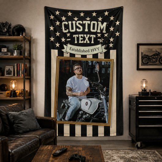 Vlag van de VS Aangepaste fotobanner, Zwarte vlag Spandoek
