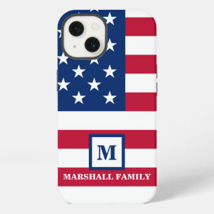 Vlag van de VS Aangepaste Monogram 4 juli iPhone 13 Hoesje