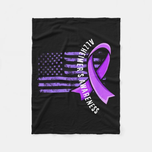 Vlag van de VS alzheimer bewustzijn ondersteunend Fleece Deken (Voorkant)