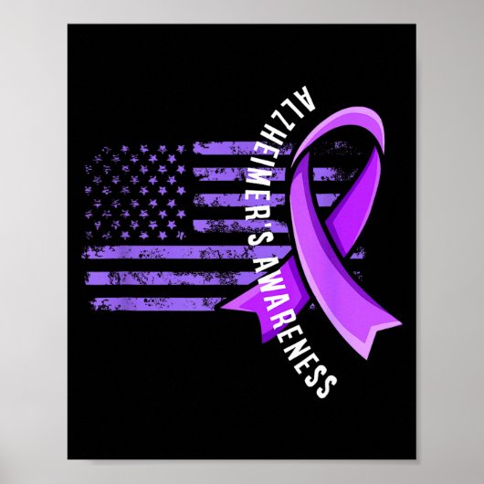 Vlag van de VS alzheimer bewustzijn ondersteunend Poster (Voorkant)