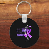Vlag van de VS alzheimer bewustzijn ondersteunend Sleutelhanger (Voorkant)