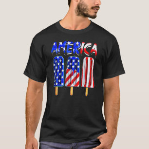Vlag van de VS Amerika Cream Popsicle Patriottisch T-shirt