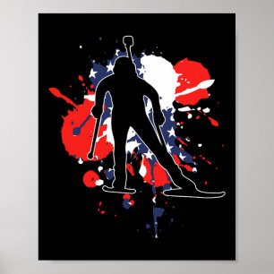 Vlag van de VS Biathlonist - Amerikaanse Biathlon Poster