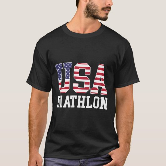 Vlag van de VS Biathlonist - Amerikaanse Biathlon  T-shirt (Voorkant)