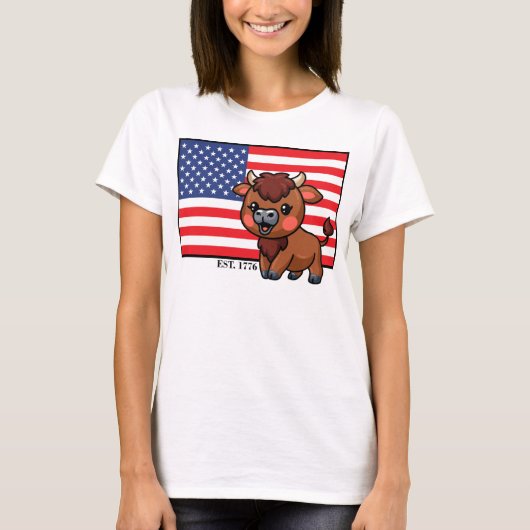 Vlag van de VS bij Bison EST 1776 T-shirt (Voorkant)