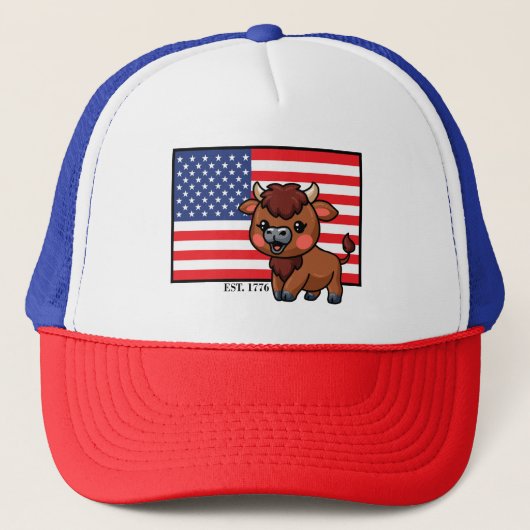 Vlag van de VS bij Bison EST 1776 Trucker Pet (Voorkant)