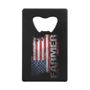 Vlag van de VS Boer T-shirt, Amerikaanse Boeren Te Creditkaart Flessenopener