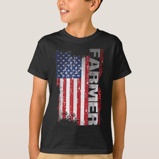 Vlag van de VS Boer voor 4 juli T-shirt (Voorkant)