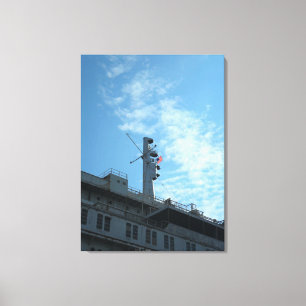 Vlag van de VS bovenop de S.S. United States Canvas Afdruk