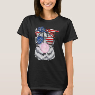 Vlag van de VS Bril Kat Bubble Gum 4 juli Patriott T-shirt