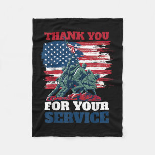 Vlag van de VS Dank u voor uw dienst - Veteranen Fleece Deken
