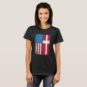 Vlag van de VS Denemarken Deens T-shirt (Voorkant volledig)