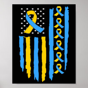 Vlag van de VS Down Syndroom Bewustzijn Papa Mama  Poster