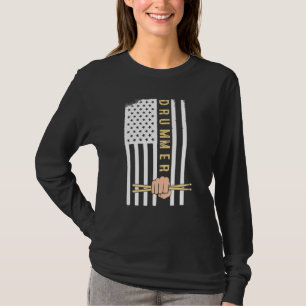 Vlag van de VS Drumstokken Cool Patriottische Amer T-shirt