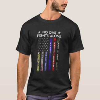 Vlag van de VS dunne lijn militair politie verplee T-shirt