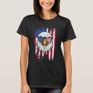 Vlag van de VS en Amerikaanse Zeearend Grunge T-shirt
