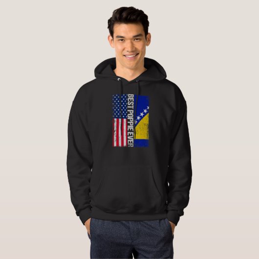 Vlag van de VS en Bosnië en Herzegovina Hoodie (Voorkant volledig)