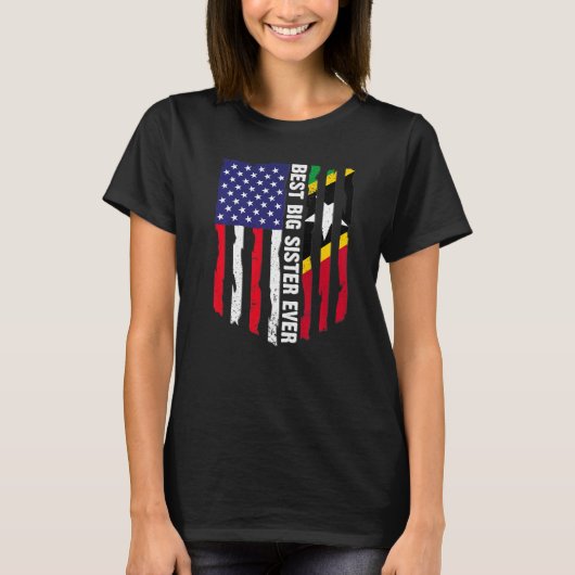 Vlag van de VS en Saint Kitts en Nevis de beste vl T-shirt (Voorkant)