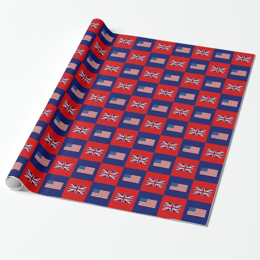 Vlag van de VS en VK Cadeaupapier (Uitgerold)