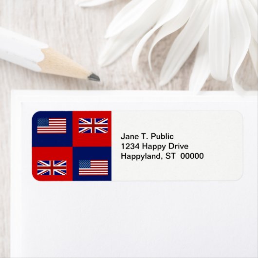Vlag van de VS en VK Etiket (Insitu)