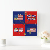 Vlag van de VS en VK Vierkante Klok (Huis)