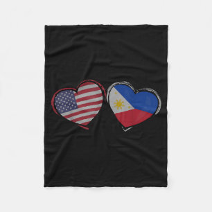 Vlag van de VS Filipijnen Hart Valentijnsdag Filip Fleece Deken