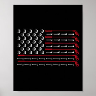 Vlag van de VS Golfclub Sport Cadeau Amerika Golf Poster