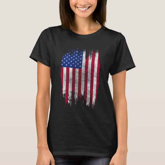 Vlag van de VS Halftone Design met Afgeplatte Look T-shirt (Voorkant)