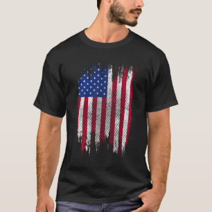 Vlag van de VS Halftoon ontwerp met slijtage-effec T-shirt