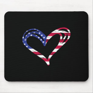Vlag van de VS Hart Amerikaanse Patriottische Stri Muismat