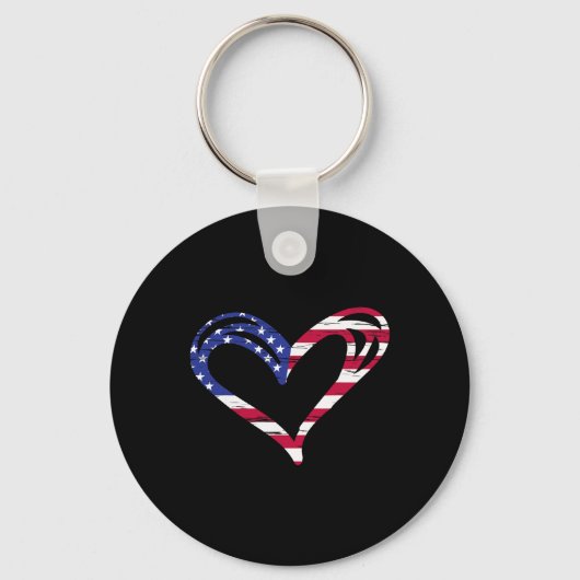 Vlag van de VS Hart Amerikaanse Patriottische Stri Sleutelhanger (Voorkant)