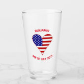 Vlag van de VS Hart Funky Persoonlijk gemaakt Glas (Voorkant)