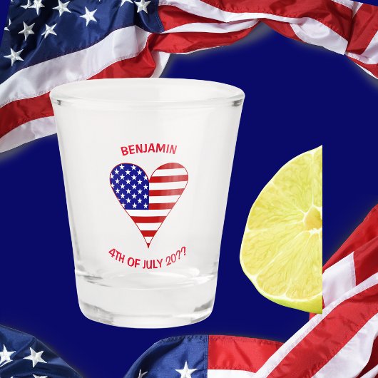 Vlag van de VS Hart Funky Persoonlijk Shot Glas